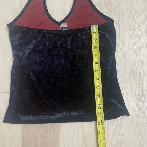 Poetry Vintage Whimsy Goth  Velvet Black Stretchy Halter Top Made In USA - Picture 8 of 8